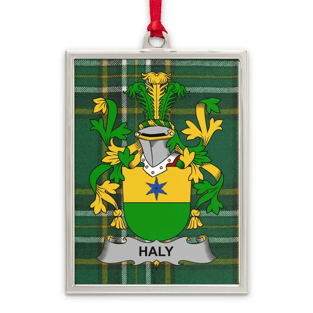 Haly Family Crest Plaid Background Ornament product type