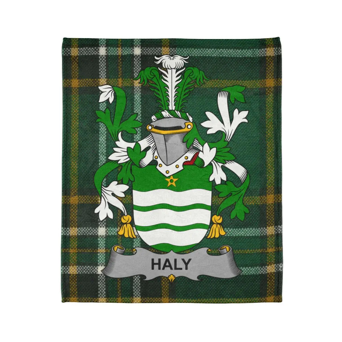 Haly Family Crest Green Plaid Blanket