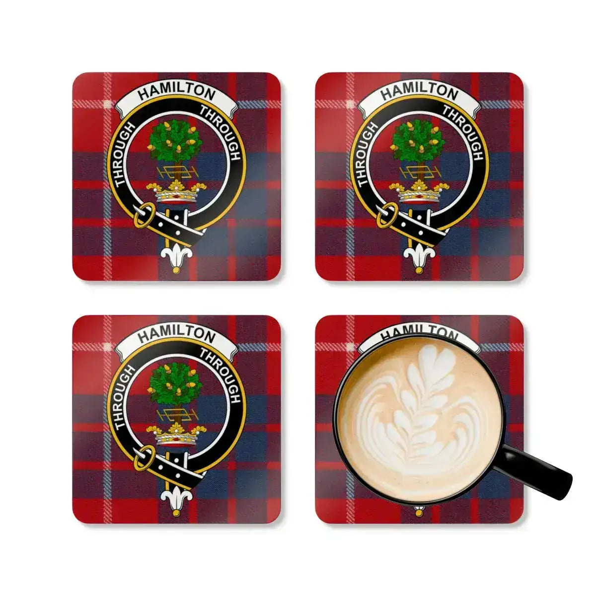 Clan Hamilton Tartan Plaid Coaster Set product type