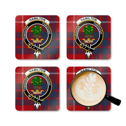 Clan Hamilton Tartan Plaid Coaster Set product type