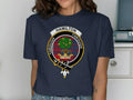 Hamilton Through emblem t-shirt in navy — clan crest on chest, unisex cotton fit