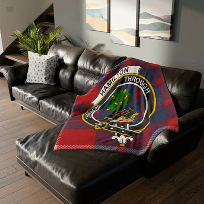 Hamilton Through Scottish Tartan Family Crest Throw Blanket
