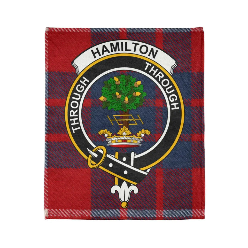 Hamilton Through custom tartan plaid throw blanket — clan crest heraldic design on 50x60 polyester