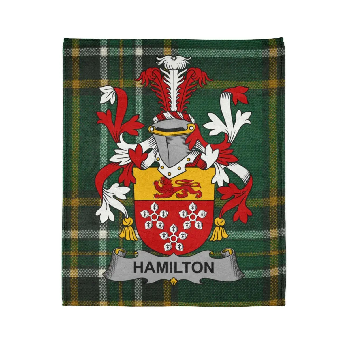 Hamilton Family Crest Plaid Background Blanket
