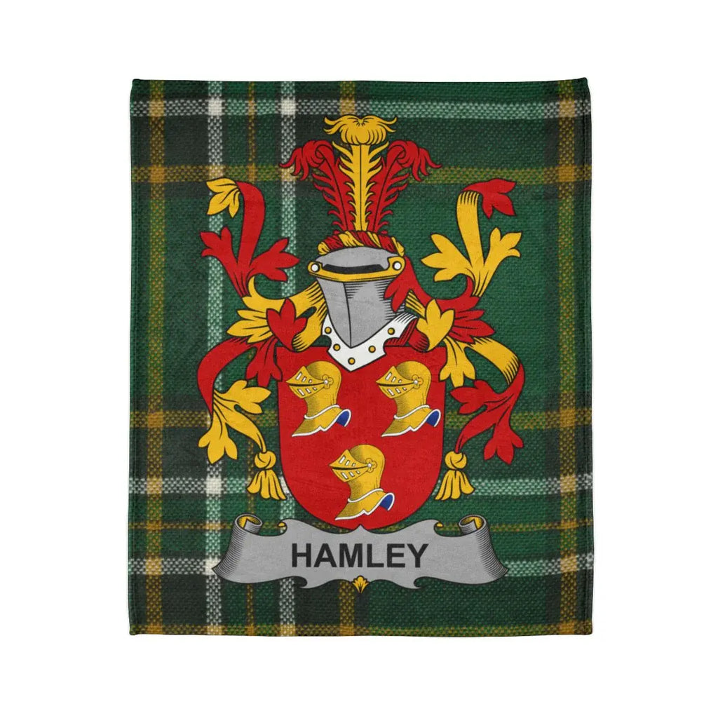 Hamley Family Crest with Tartan Design Blanket