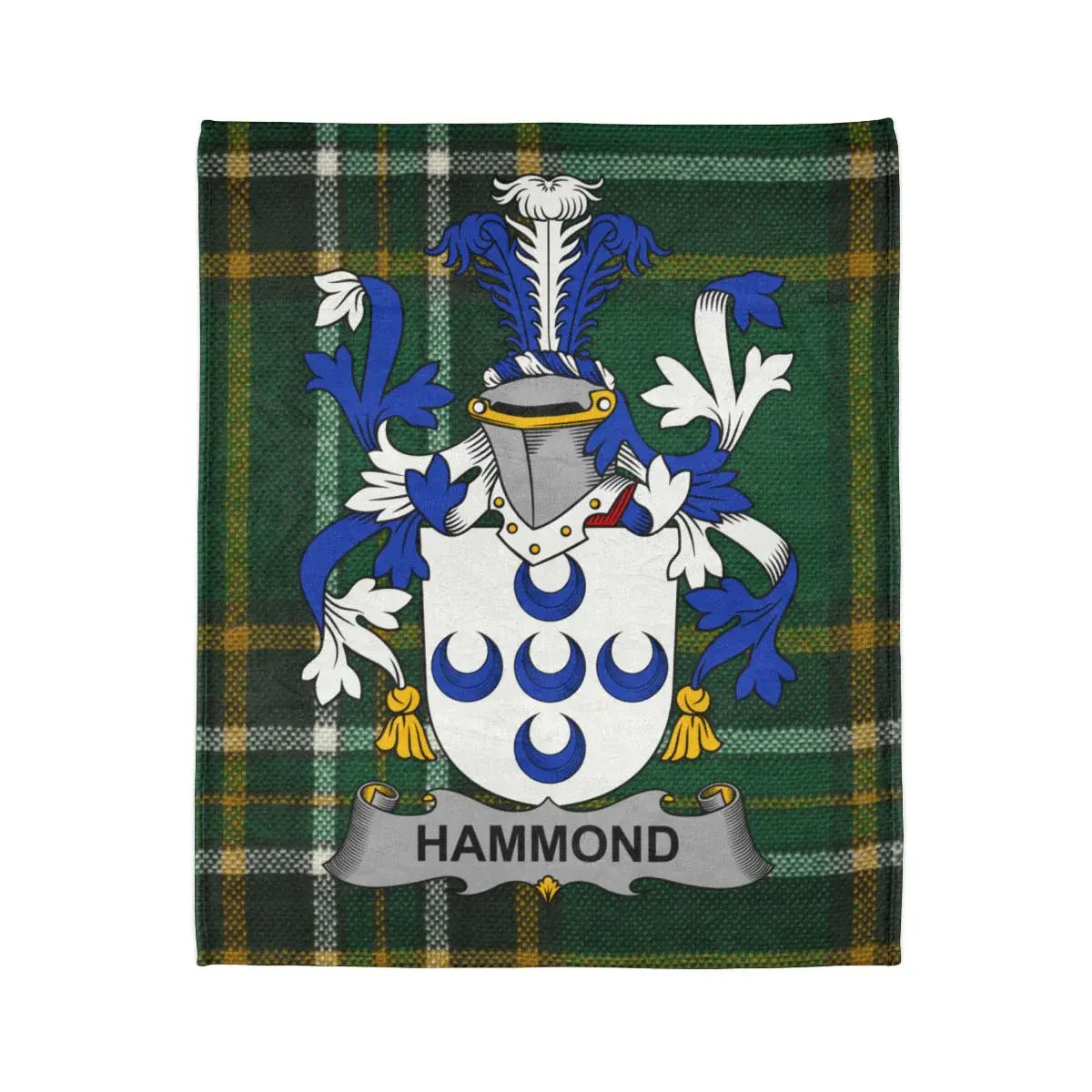 Hammond Family Crest with Tartan Design Blanket
