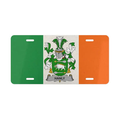Irish Flag with Family Crest License Plate product