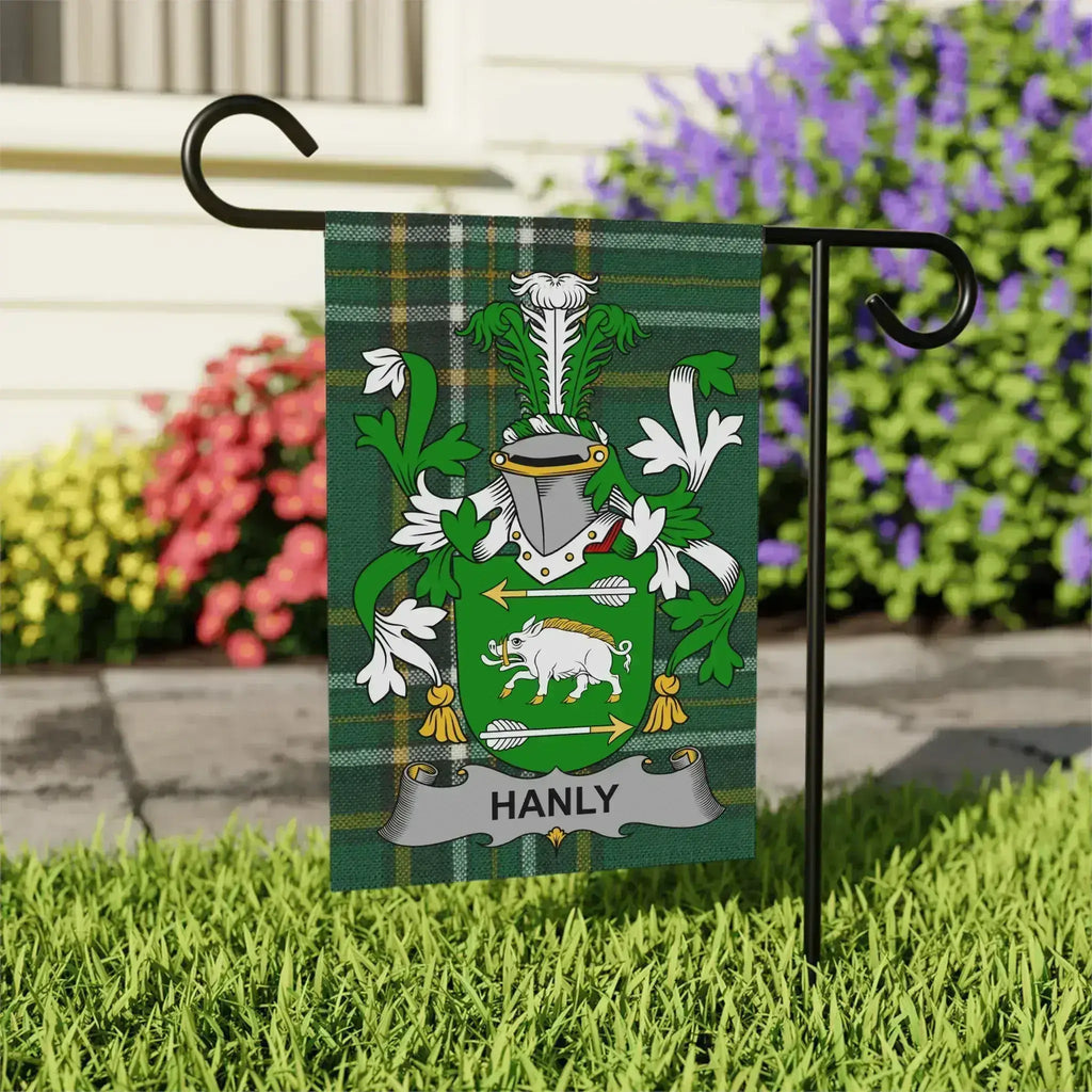 Family Crest Garden Flag with Hanly Design