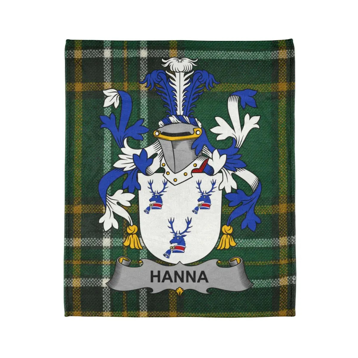 Hanna Scottish Clan Tartan Coat of Arms Blanket