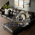 Clan Hannay crest tartan printed throw blanket — 50x60 inch polyester with clan crest and Per Ardua Ad Alta