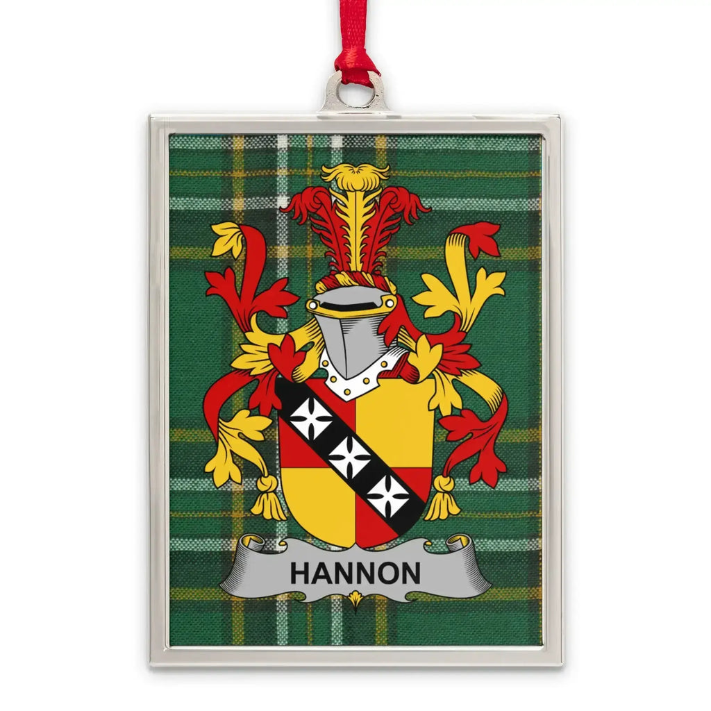 Hannon Family Crest Plaid Pattern Rectangular Ornament