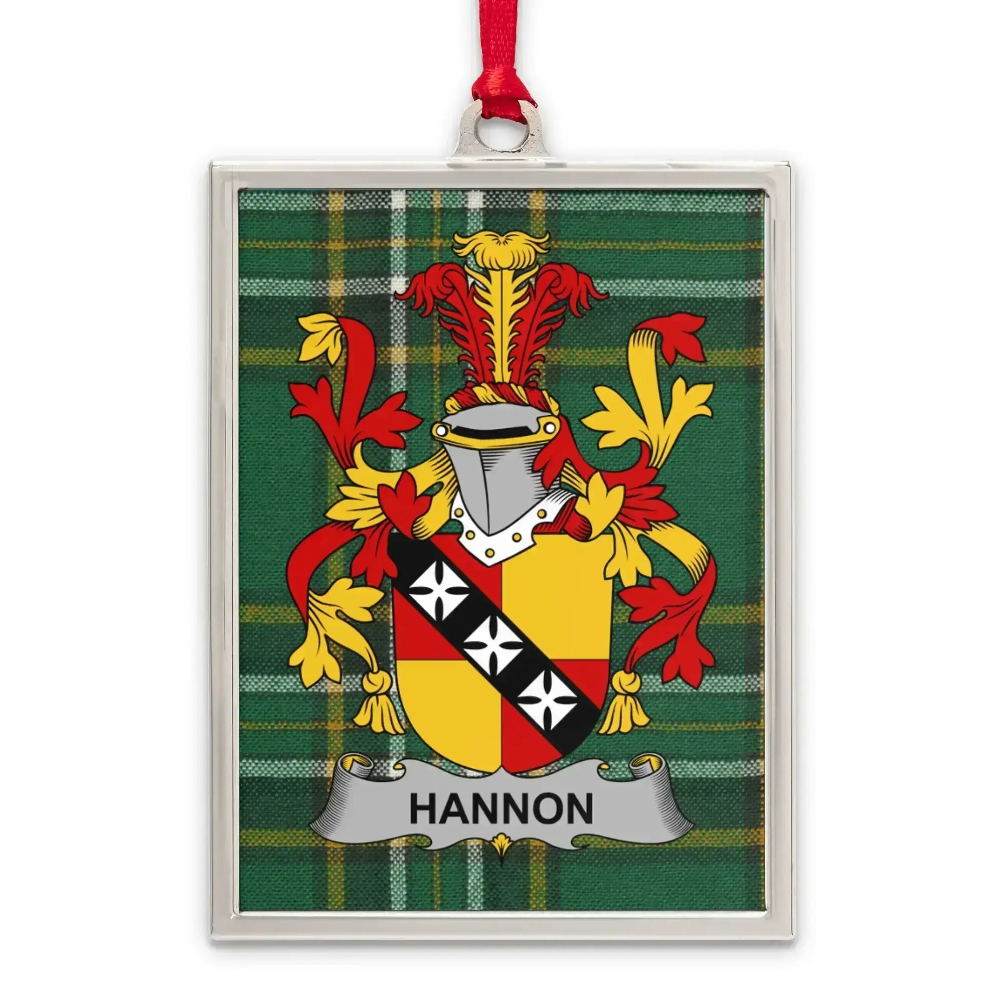 Hannon Family Crest Plaid Pattern Rectangular Ornament