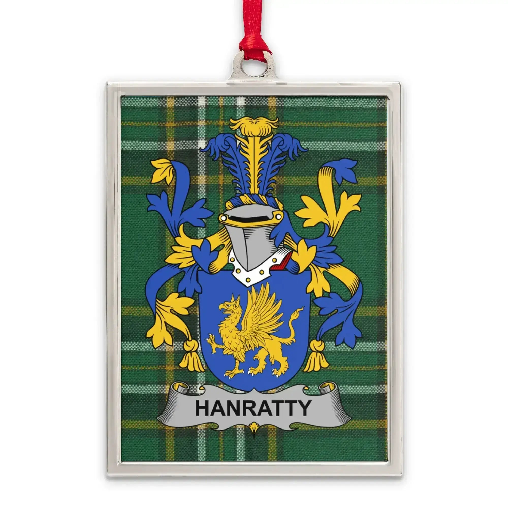 Hanratty Family Crest Plaid Background product