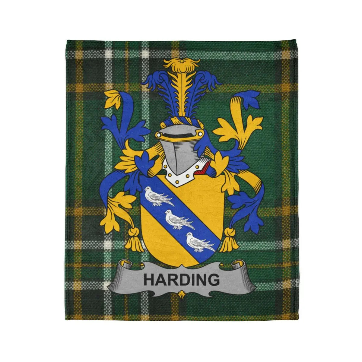 Harding Family Crest Coat of Arms Heraldic Throw Blanket