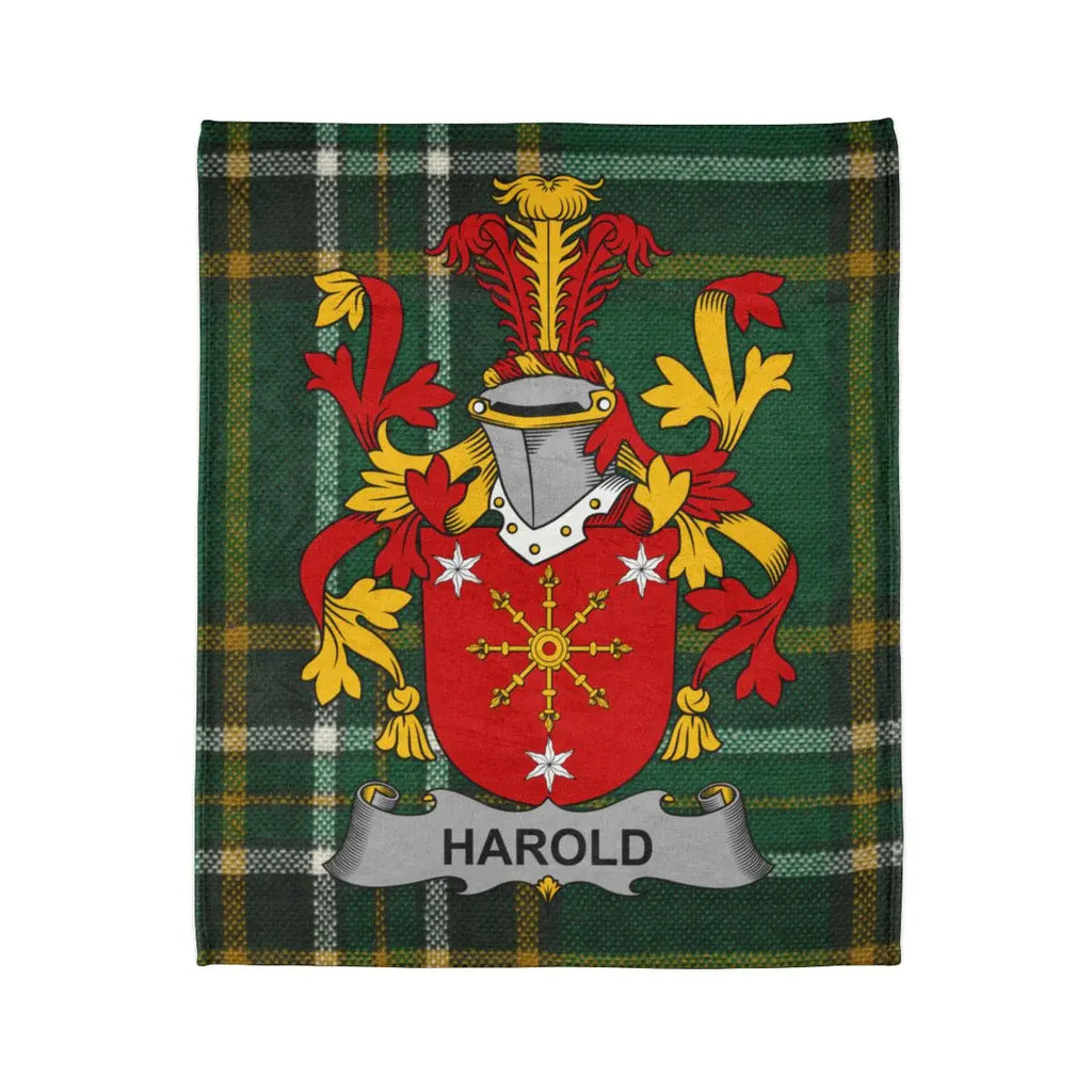 Custom Heraldic Crest with Harold Family Tartan Blanket