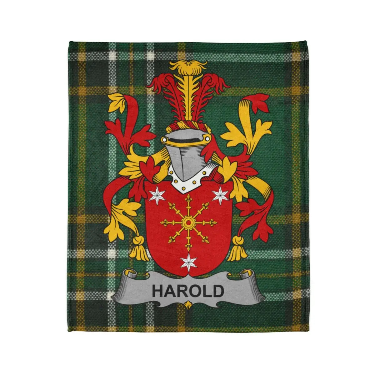 Custom Heraldic Crest with Harold Family Tartan Blanket