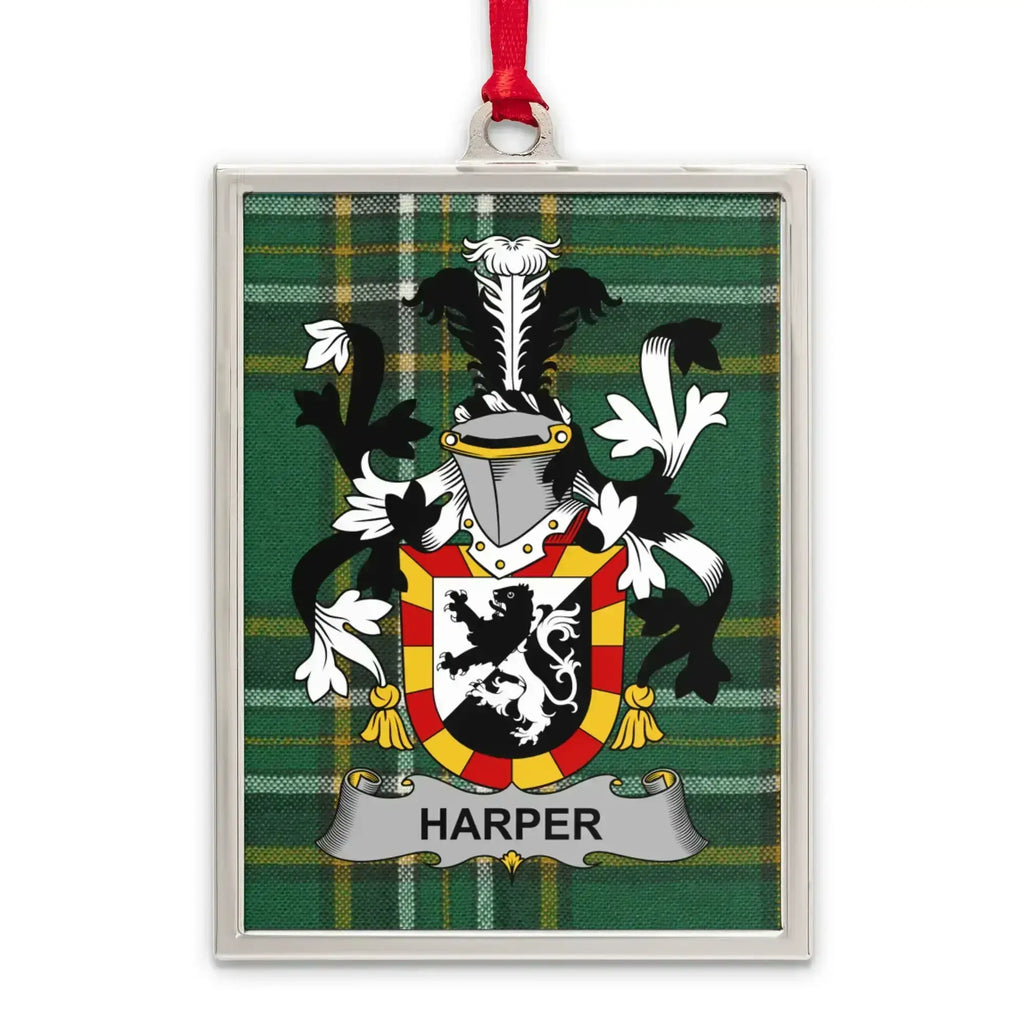 Harper Family Crest Plaid Background Ornament product