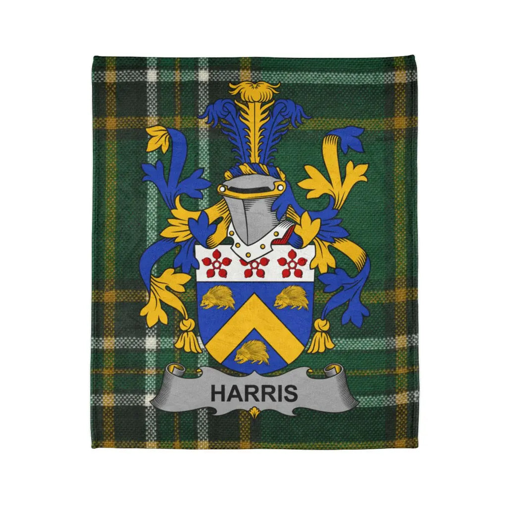 Harris Family Crest Tartan Blanket Heritage Gift