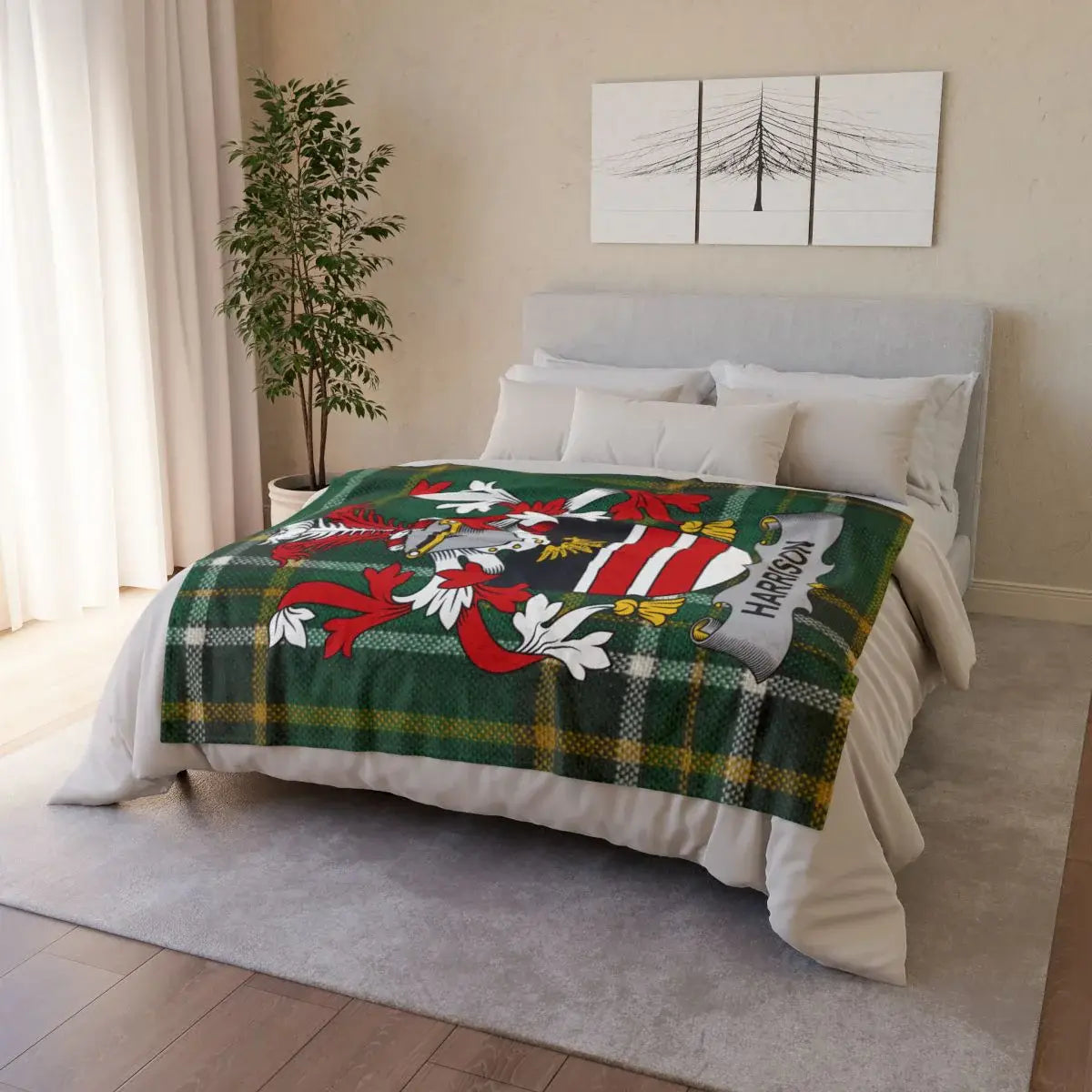 Custom Harrison Family Crest Comfortable Blanket