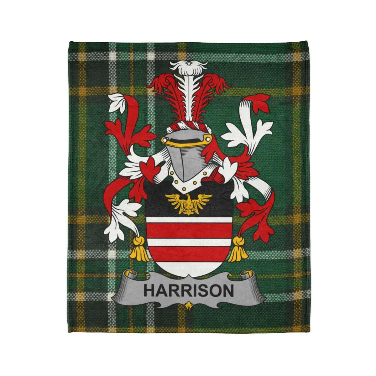 Harrison Family Crest Plaid Design Blanket