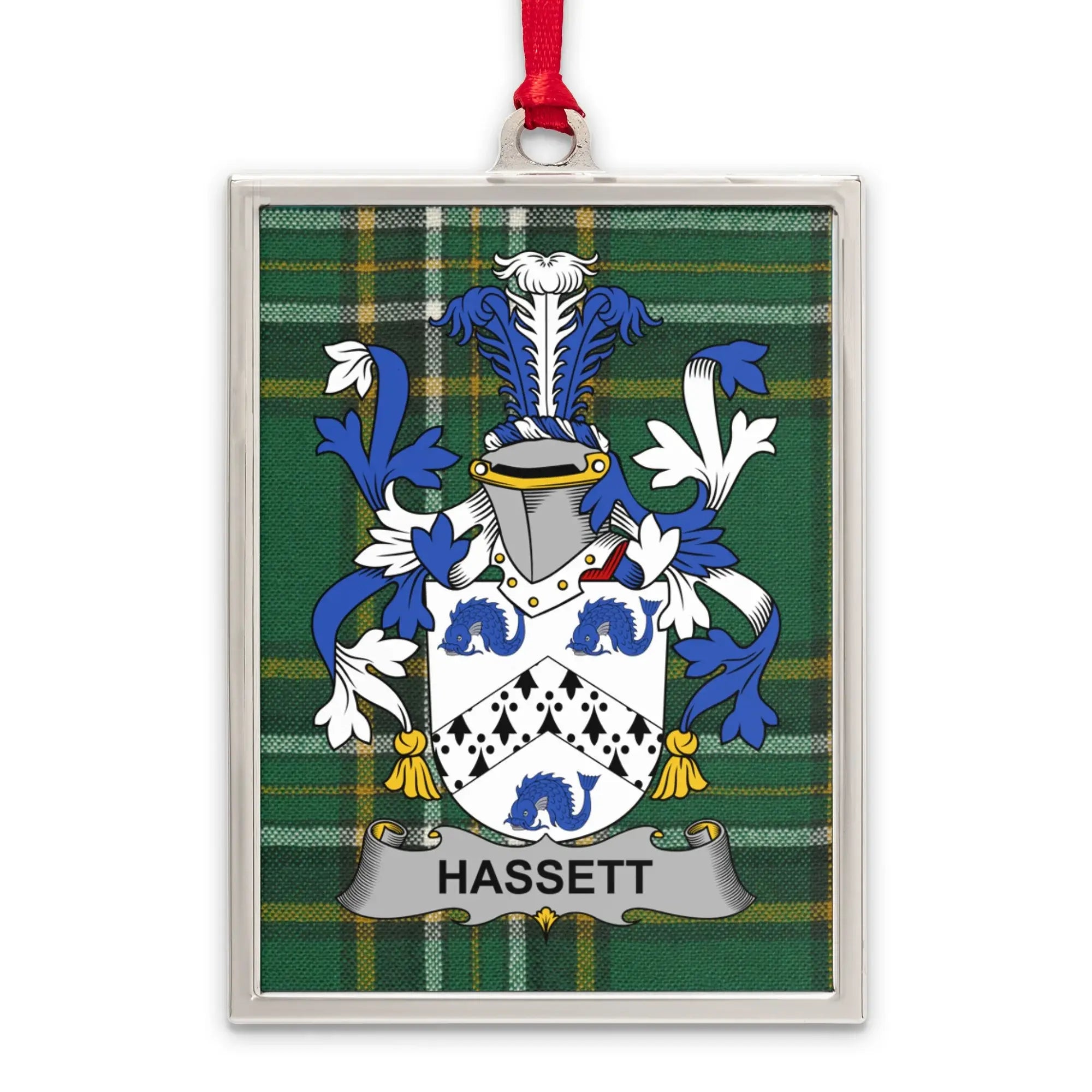 Hassett Family Crest Plaid Background Rectangular Product
