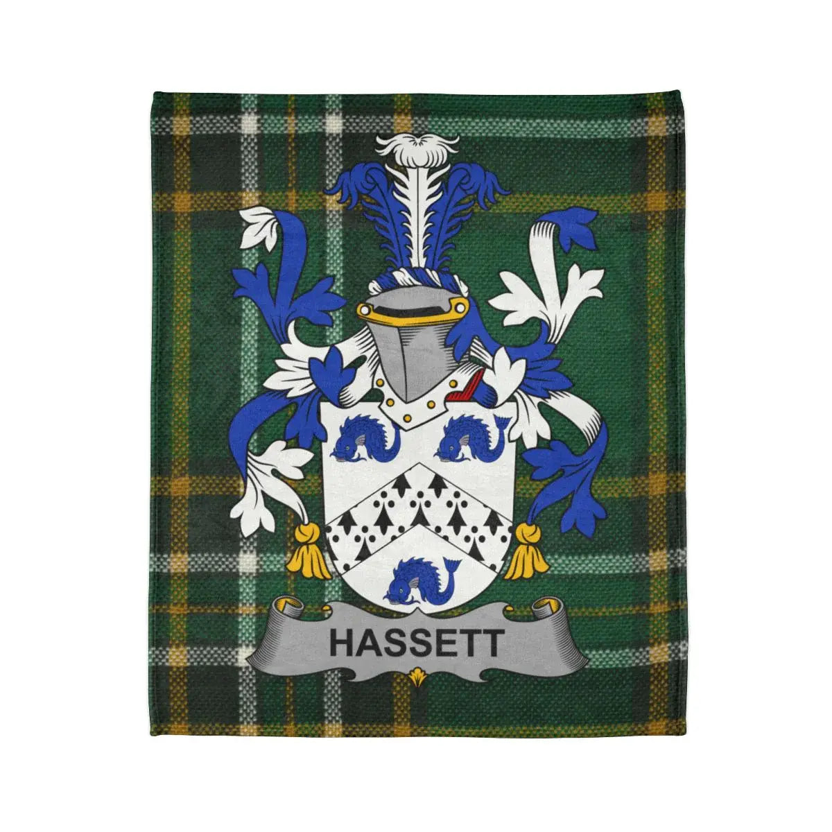 Hassett Family Coat of Arms Tartan Background Blanket