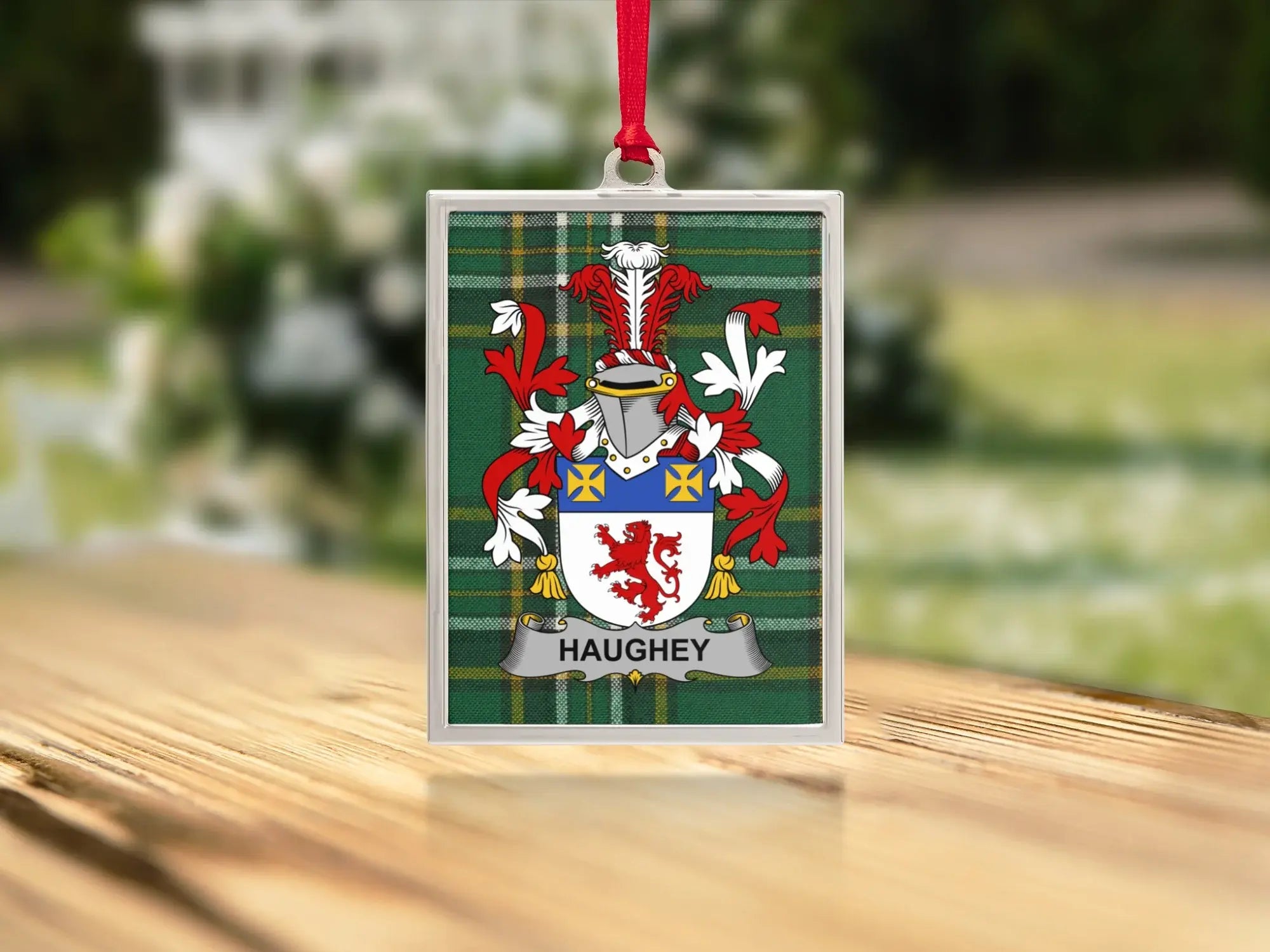 Haughey Family Crest Plaid Design Hanging Ornament product type