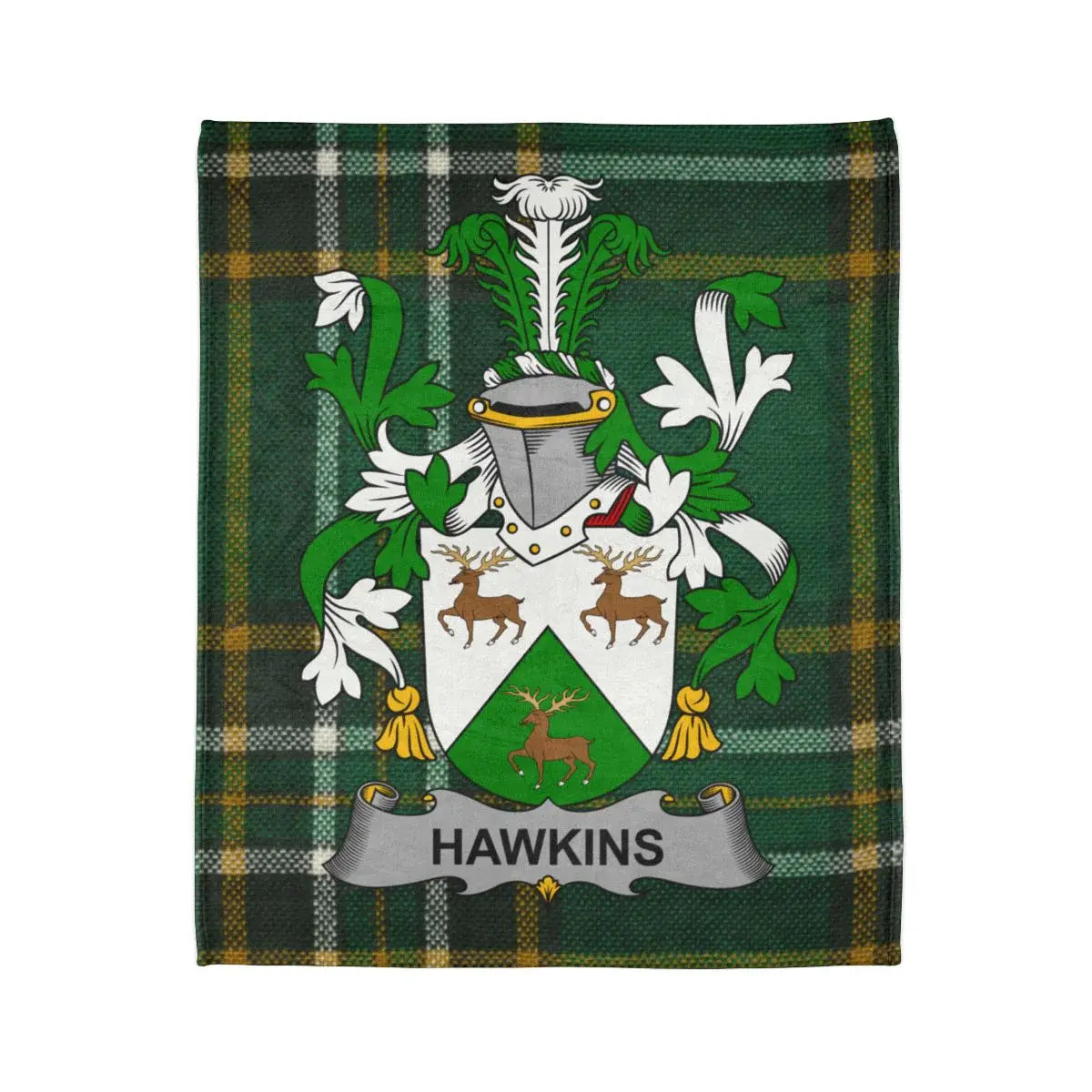 Hawkins Family Crest Tartan Design Blanket