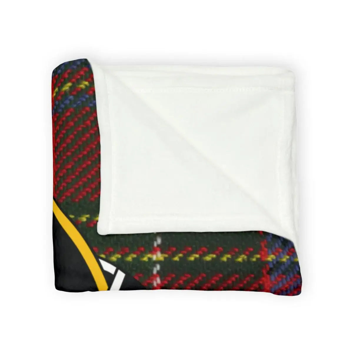 Hay clan crest throw blanket laid flat — cosy tartan plaid pattern on 100% polyester