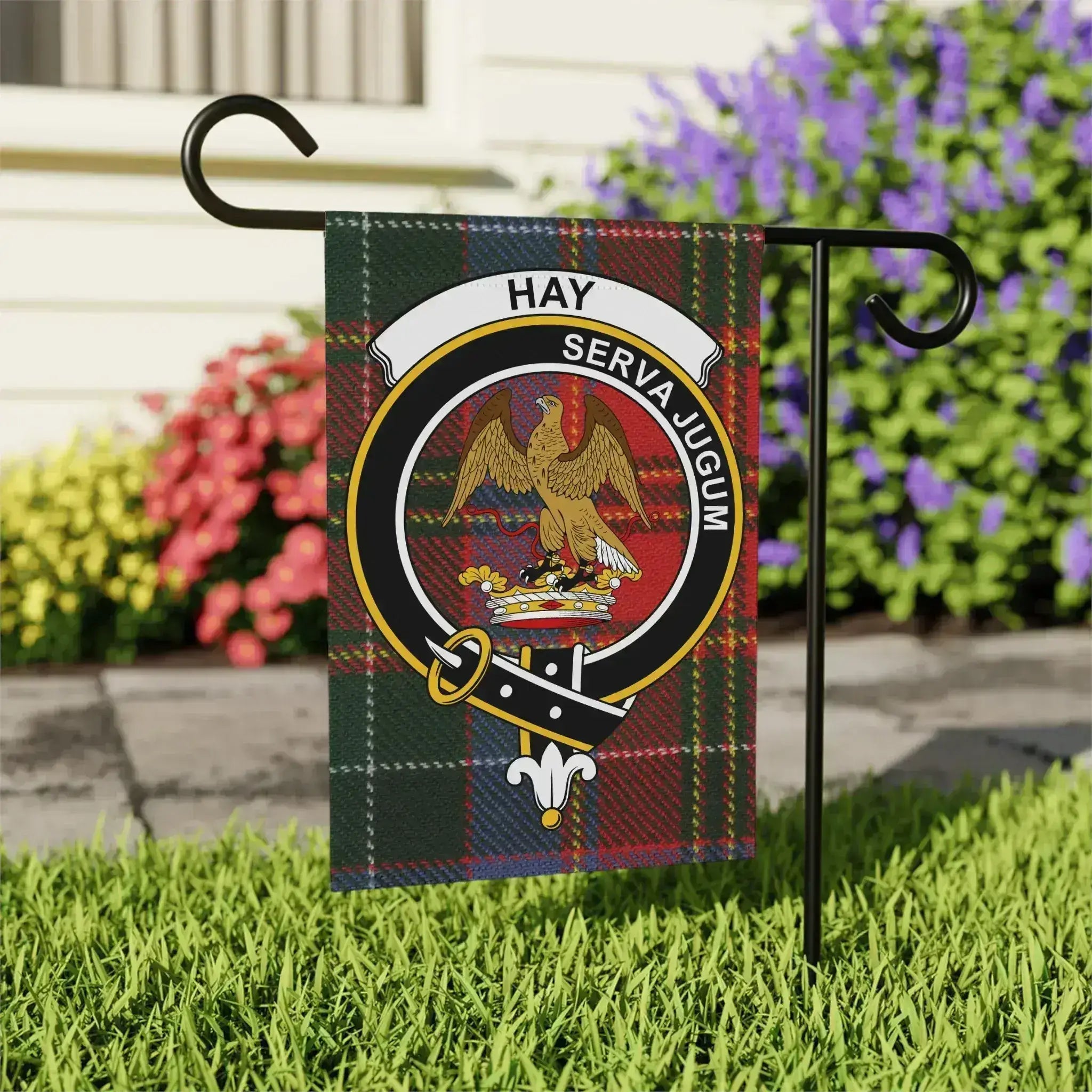 Hay Serva Jugum garden flag 24x32 inches — eagle clan crest on larger outdoor size