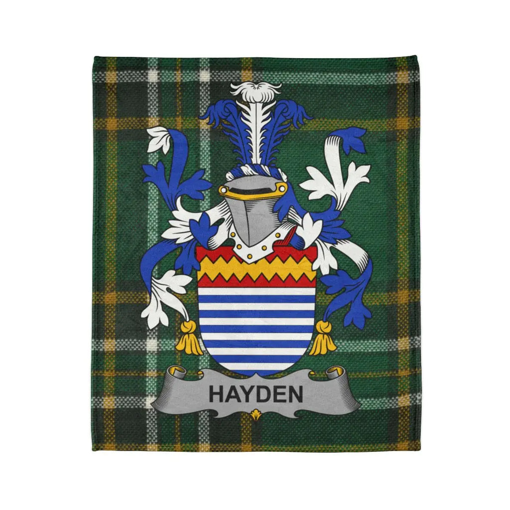 Hayden Family Crest Green Plaid Decorative Blanket
