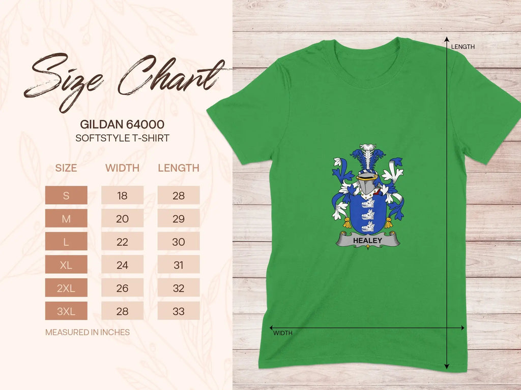 Green T-Shirt with Healey Family Crest Design
