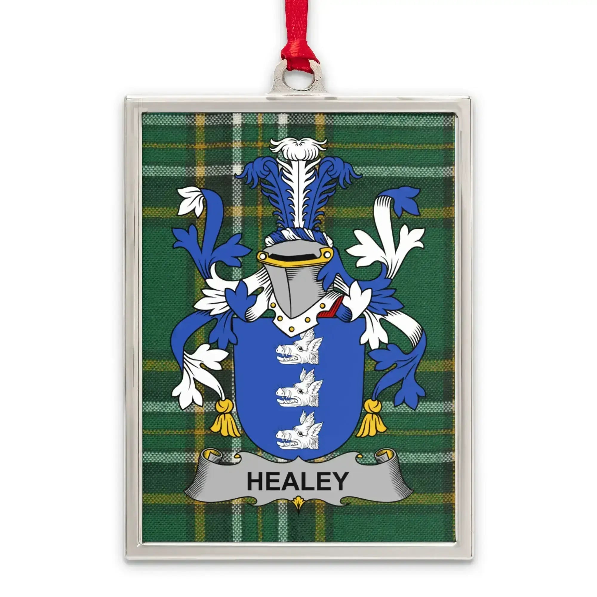 Healey Family Crest Plaid Background Ornament product
