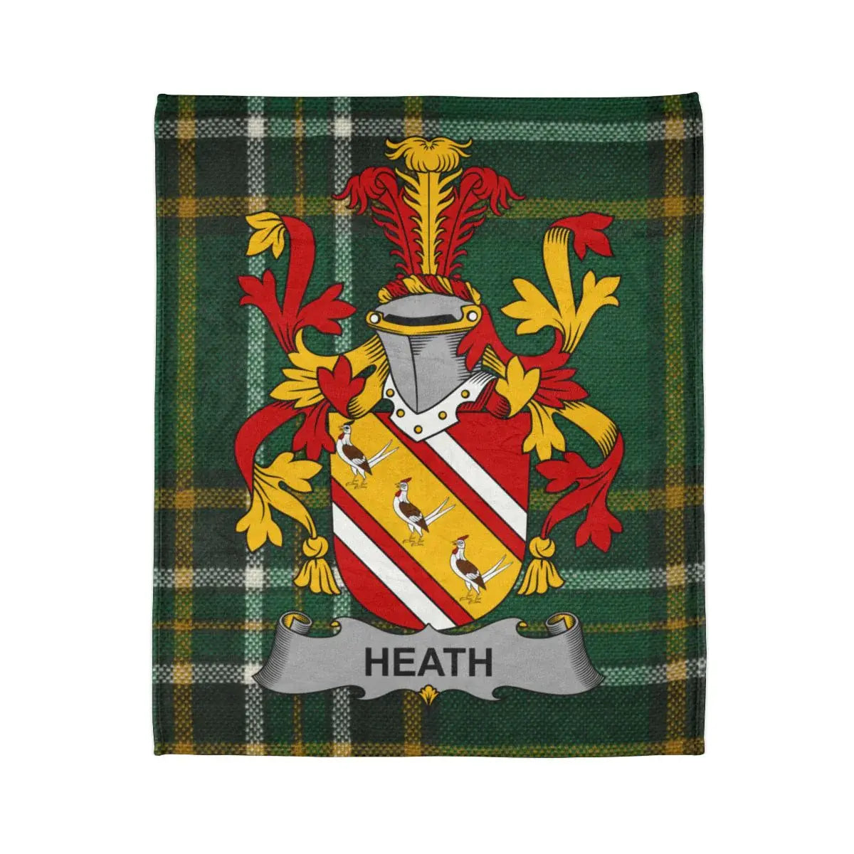 Heath Family Crest and Tartan Plaid Blanket