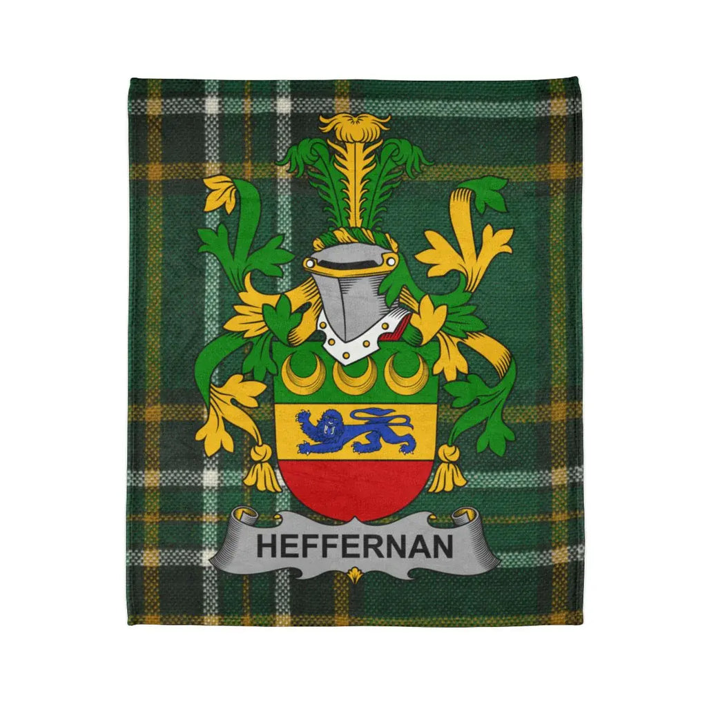 Heffernan Family Crest Plaid Tartan Design Blanket