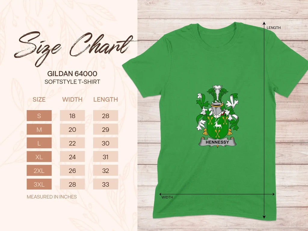 Hennessy Family Crest T-Shirt Available in Various Sizes