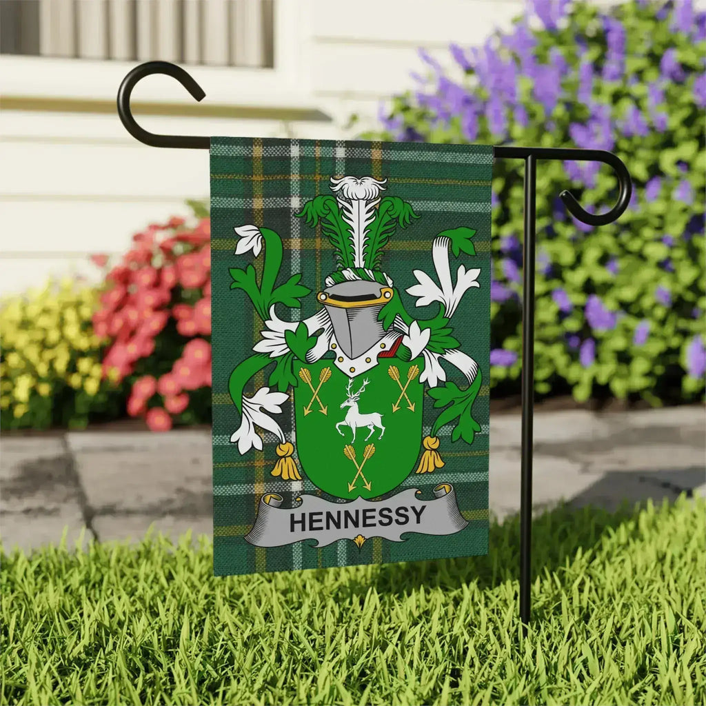 Hennessy Coat of Arms on Green Plaid Flag product