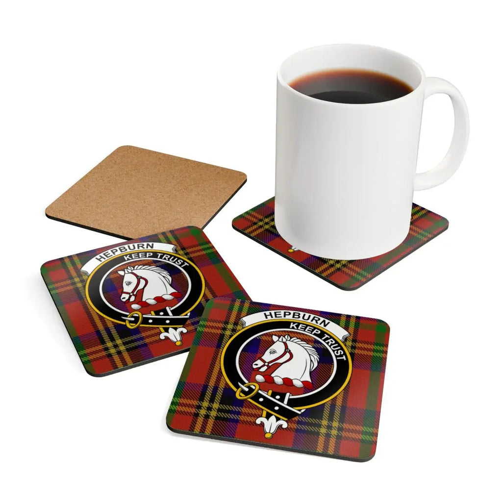 Hepburn Keep Trust tartan coaster set — 3.75-inch corkwood with glossy sealed print