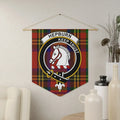Hepburn clan crest tartan pennant 18x21 inches — polyester twill with Keep Trust horse design, wooden dowel