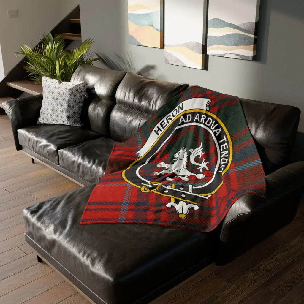 Heraldic Crest Blanket with Tartan Design