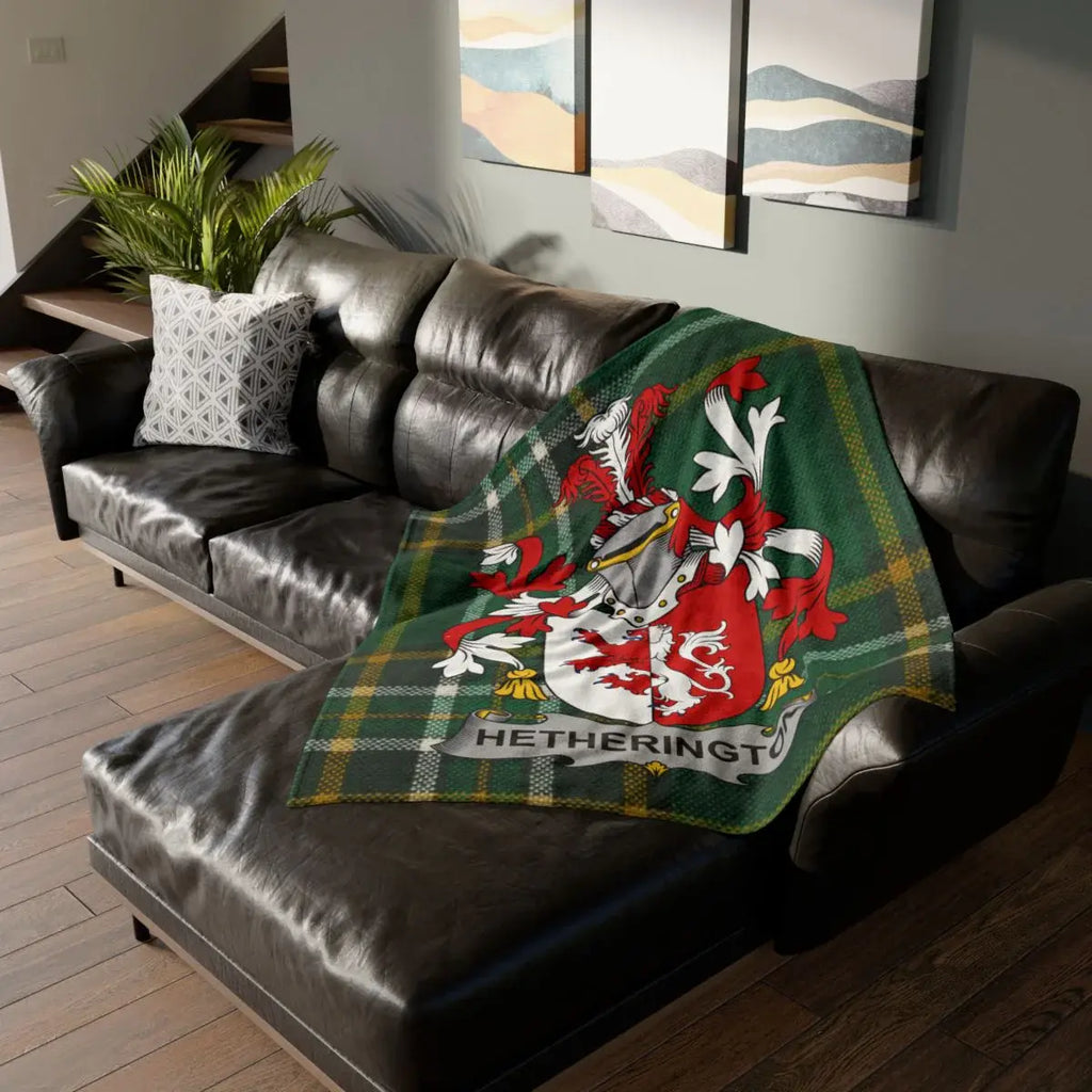 Personalized Hetherington Family Crest Throw Blanket