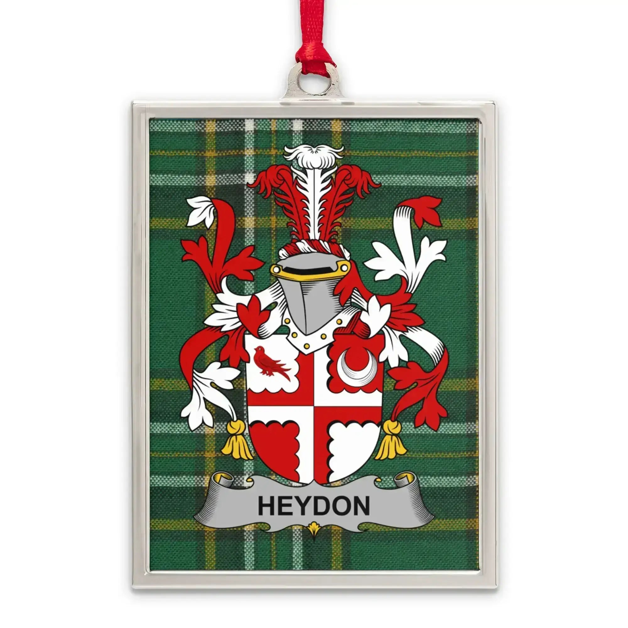 Heydon Family Crest Plaid Background Ornament product
