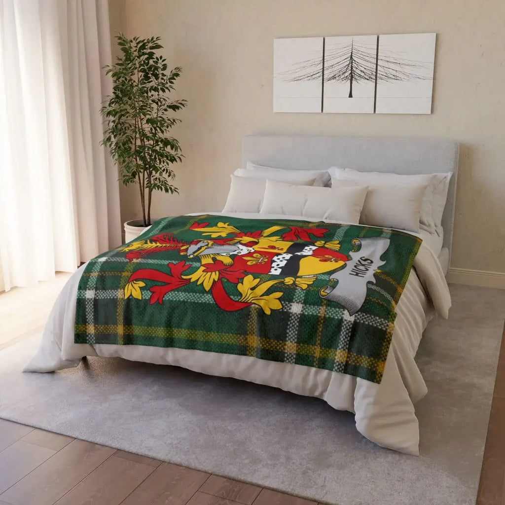 Colorful Family Crest Blanket with Hicks Name Design