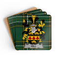 Hill Family Crest on Green Plaid Background Coaster product
