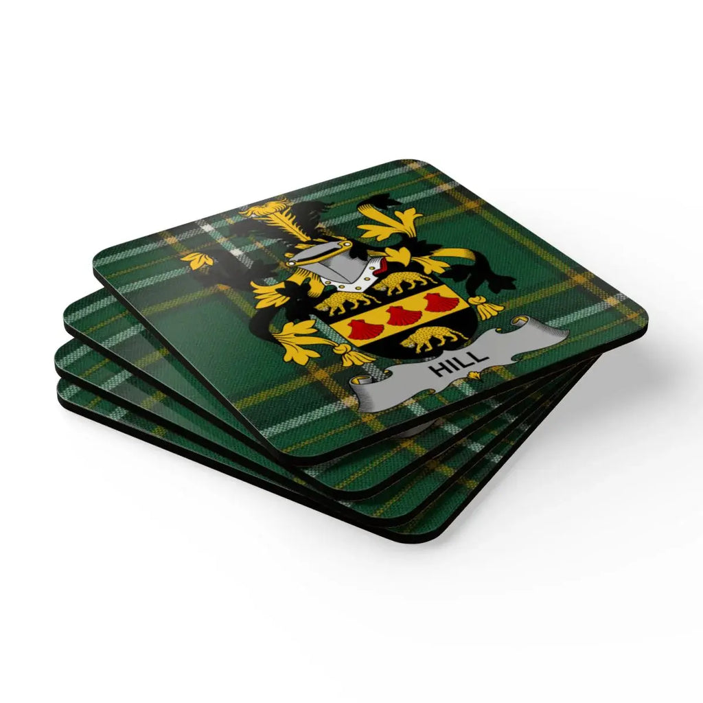 Hill Family Crest Plaid Design Coaster Set product