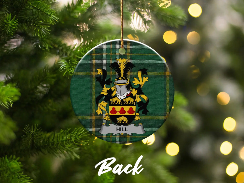 Personalized Family Crest Green Plaid Design Ornament