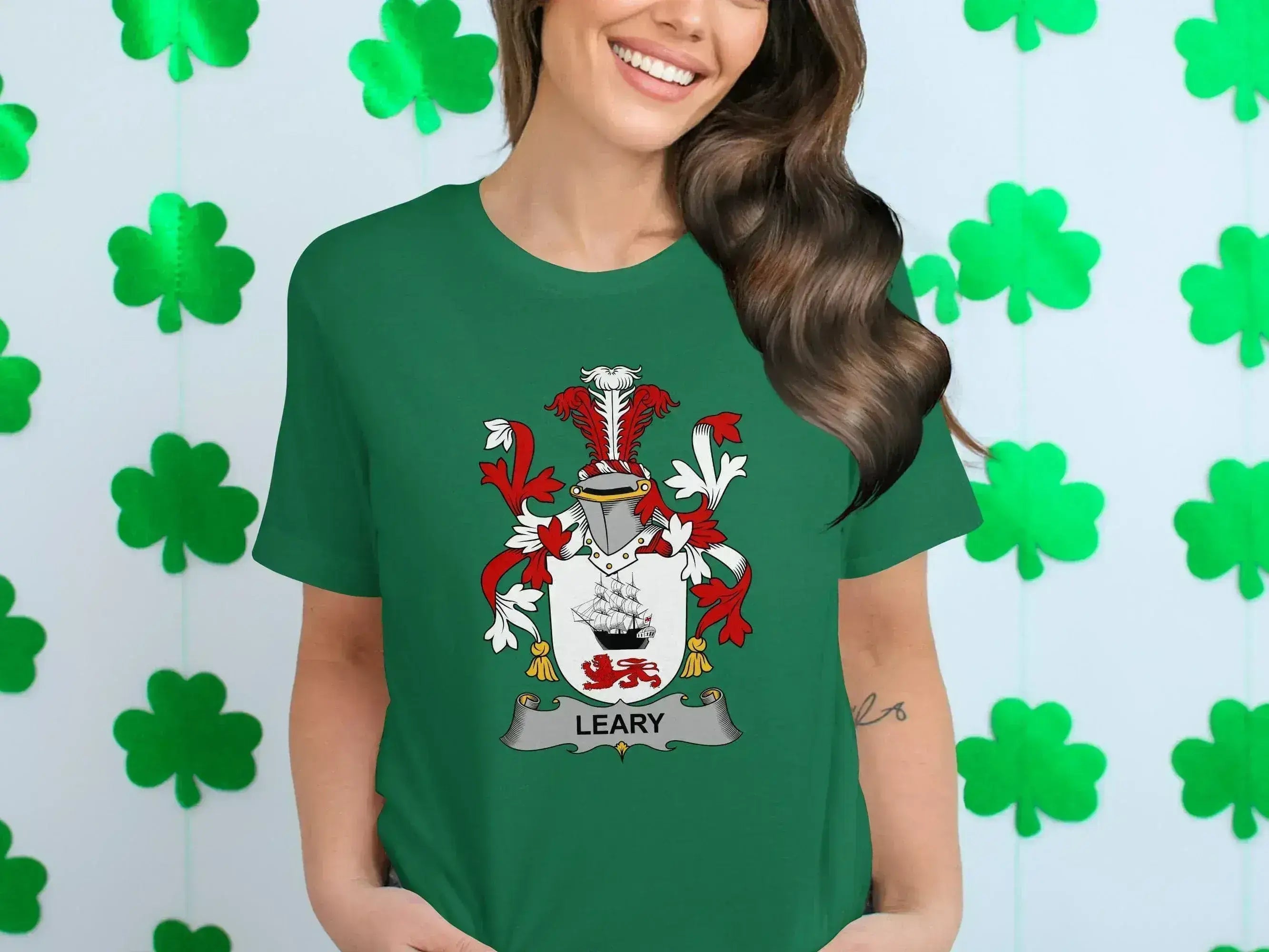 Leary Family Crest Emblem Green T-Shirt product type