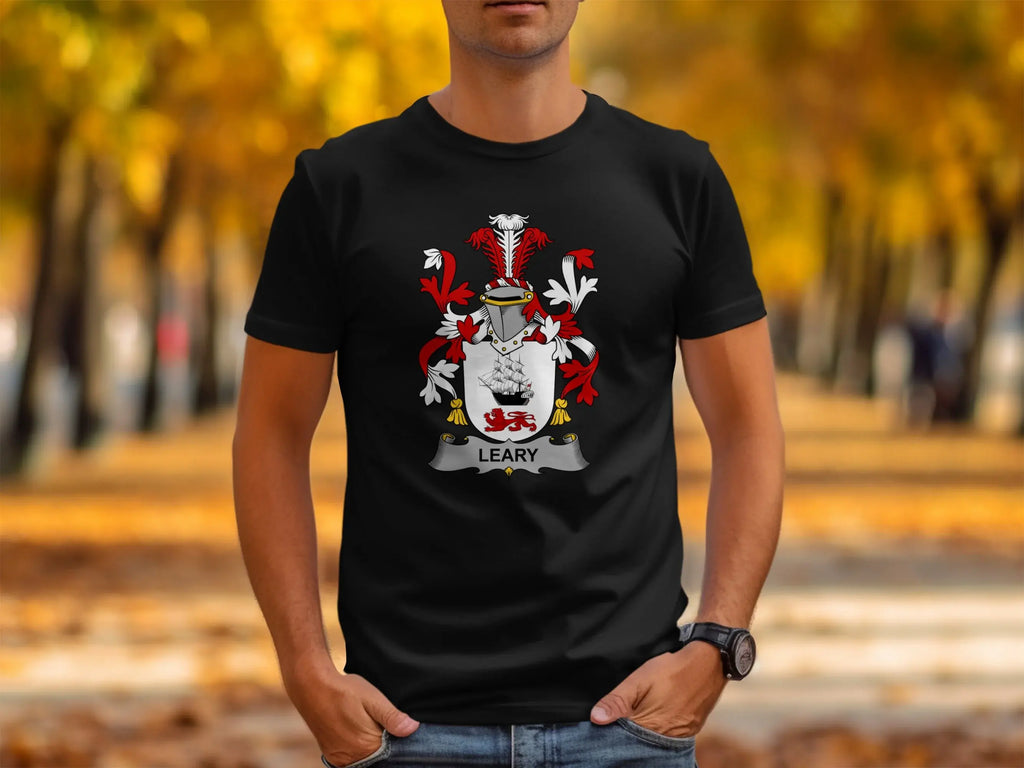 Leary Family Crest Coat of Arms Design T-shirt product type