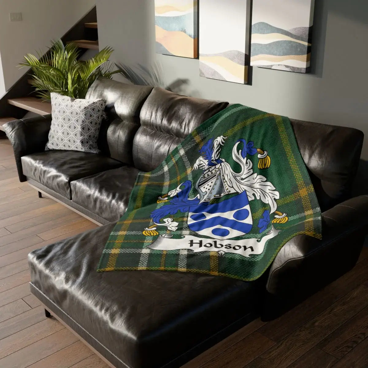 Hobson Family Crest Personalized Blanket Throw