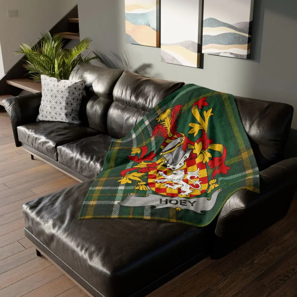 Custom Hoey Family Crested Blanket for Home Decor